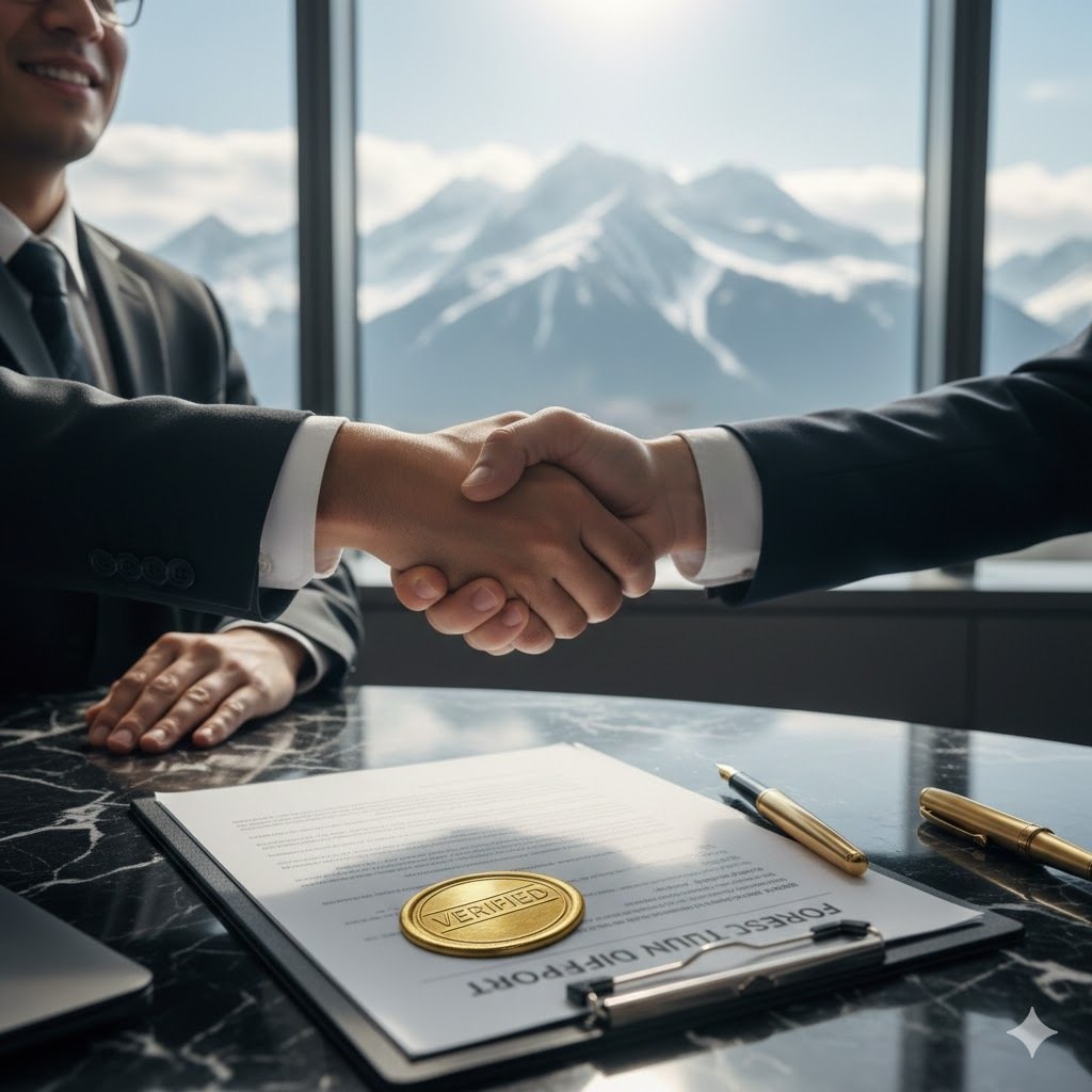 Executive strategy agreement with Alaska mountain backdrop